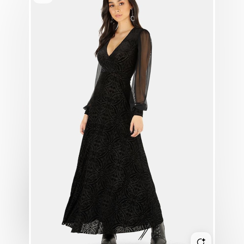 Blackmilk Black Sheer Sleeve Maxi Dress
